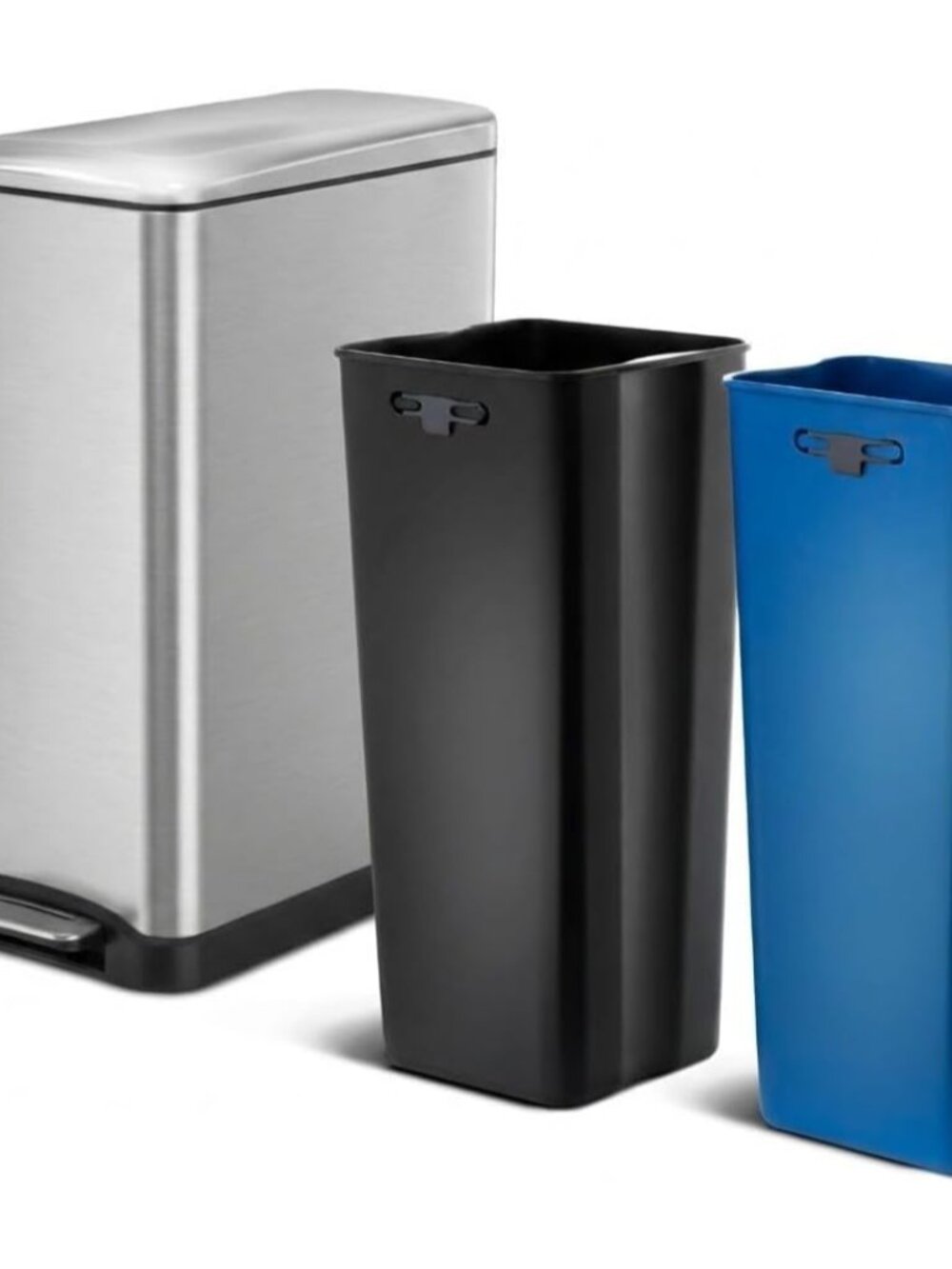 13 Gallon Slim Kitchen Trash Can with Dual Compartments for Trash and Recycling,
